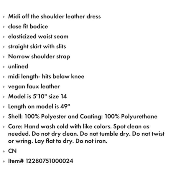 Eloquii faux leather off cold shoulder bodycon midi dress long sleeve midi 18 - Picture 7 of 12